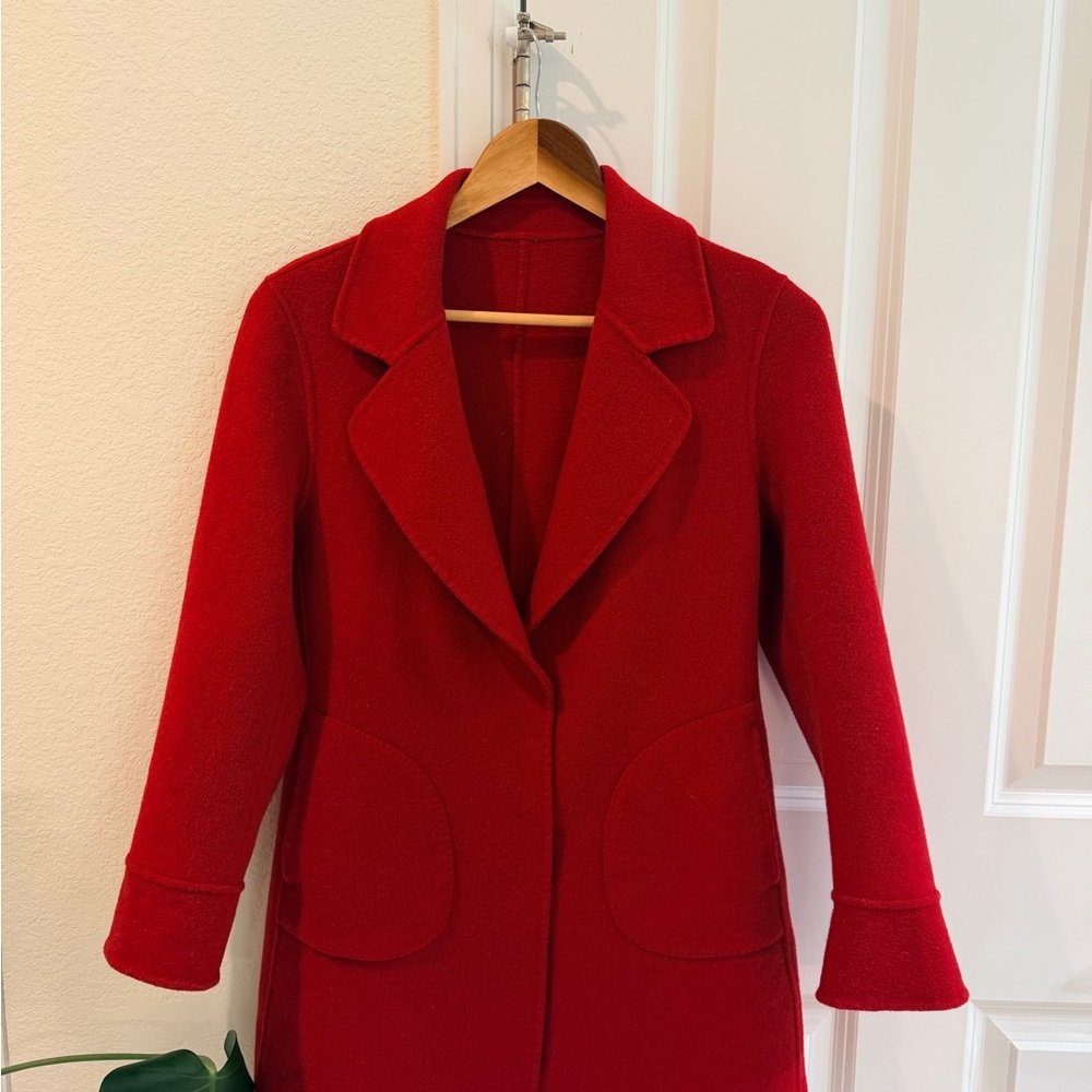 Women's Red Tailored Wool Trench Coat